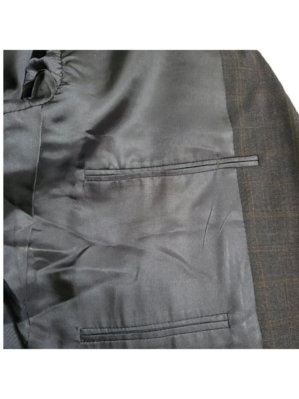 Hickey Freeman Vintage Madison Window Pane Gray Single Breasted Blazer Sz 42R
